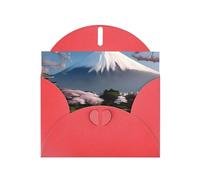 YYHWHJDE Red Greeting Card Mt. Fuji in early spring Prints for Christmas, Children's Birthday, Valentine's Day, and Party Invitation