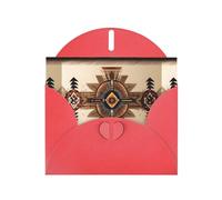 YYHWHJDE Red Greeting Card Native American Painting Pattern Perfect for Valentine's Day, Wedding Anniversary & Party Invitations