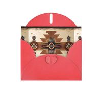 YYHWHJDE Red Greeting Card Native American Patterns Pattern Perfect for Valentine's Day, Wedding Anniversary & Party Invitations