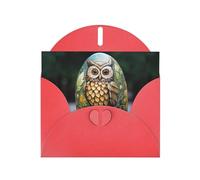 YYHWHJDE Red Greeting Card Owl On The Stone Pattern Perfect for Valentine's Day, Wedding Anniversary & Party Invitations