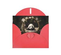 YYHWHJDE Red Greeting Card Panda in the cradle Pattern for Christmas, Children's Birthday, Valentine's Day, and Party Invitation