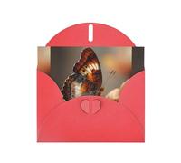 YYHWHJDE Red Greeting Card Pattern on the back of a butterfly Pattern for Christmas, Children's Birthday, Valentine's Day, and Party Invitation
