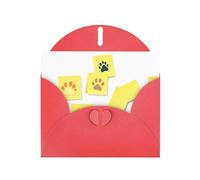 YYHWHJDE Red Greeting Card Paw prints on sticky notes Pattern for Festive Birthday Party Invitation