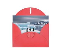 YYHWHJDE Red Greeting Card Penguins On The Iceberg Pattern for Festive Birthday Party Invitation