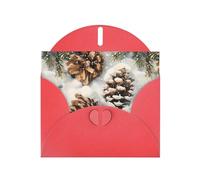 YYHWHJDE Red Greeting Card Pine Cones In The Snow Pattern Perfect for Valentine's Day, Wedding Anniversary & Party Invitations