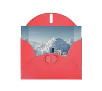 YYHWHJDE Red Greeting Card Polar Bear and Igloo Pattern for Christmas, Children's Birthday, Valentine's Day, and Party Invitation