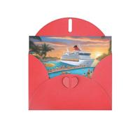 YYHWHJDE Red Greeting Card Pool Party Cruise Ship Pattern for Christmas, Children's Birthday, Valentine's Day, and Party Invitation