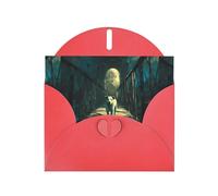 YYHWHJDE Red Greeting Card Puppy On The Bridge Pattern Perfect for Valentine's Day, Wedding Anniversary & Party Invitations