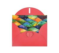 YYHWHJDE Red Greeting Card Rainbow Fish Scale Prints for Christmas, Children's Birthday, Valentine's Day, and Party Invitation