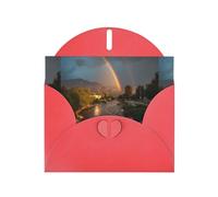 YYHWHJDE Red Greeting Card Rainbow on the river beach Pattern Perfect for Valentine's Day, Wedding Anniversary & Party Invitations