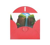 YYHWHJDE Red Greeting Card Rainbow under the waterfall Pattern for Festive Birthday Party Invitation