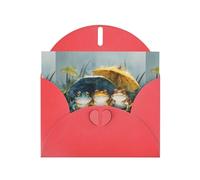 YYHWHJDE Red Greeting Card Rainy Season Frogs Pattern Perfect for Valentine's Day, Wedding Anniversary & Party Invitations