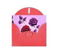 YYHWHJDE Red Greeting Card Red and purple roses Pattern for Christmas, Children's Birthday, Valentine's Day, and Party Invitation