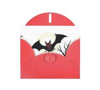 YYHWHJDE Red Greeting Card Red-eyed bat in the treetops Pattern for Christmas, Children's Birthday, Valentine's Day, and Party Invitation