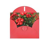 YYHWHJDE Red Greeting Card Red geraniums Prints for Christmas, Children's Birthday, Valentine's Day, and Party Invitation
