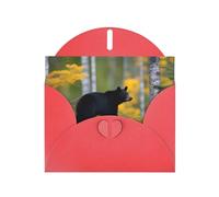 YYHWHJDE Red Greeting Card rge and small black bears Pattern for Christmas, Children's Birthday, Valentine's Day, and Party Invitation