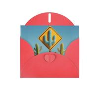 YYHWHJDE Red Greeting Card Road Sign On A Cactus Pattern Perfect for Valentine's Day, Wedding Anniversary & Party Invitations