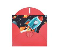 YYHWHJDE Red Greeting Card rocket clipart space ship Prints for Christmas, Children's Birthday, Valentine's Day, and Party Invitation