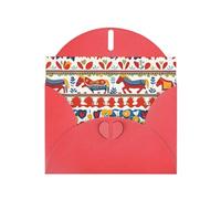YYHWHJDE Red Greeting Card Runner Swedish Dala Horse Folk Prints for Christmas, Children's Birthday, Valentine's Day, and Party Invitation