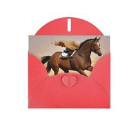 YYHWHJDE Red Greeting Card Running Horse in Desert Sand Storm Pattern Perfect for Valentine's Day, Wedding Anniversary & Party Invitations