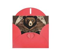 YYHWHJDE Red Greeting Card Rustic Lodge Bear Prints for Christmas, Children's Birthday, Valentine's Day, and Party Invitation