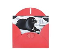 YYHWHJDE Red Greeting Card Seals on ice Prints for Christmas, Children's Birthday, Valentine's Day, and Party Invitation