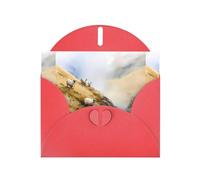YYHWHJDE Red Greeting Card Sheep On The Hillside Pattern Perfect for Valentine's Day, Wedding Anniversary & Party Invitations