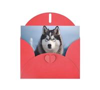 YYHWHJDE Red Greeting Card Siberian Husky Pattern for Festive Birthday Party Invitation