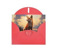 YYHWHJDE Red Greeting Card Snow fox on the hill Pattern for Christmas, Children's Birthday, Valentine's Day, and Party Invitation