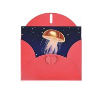 YYHWHJDE Red Greeting Card Star Jellyfish Pattern Perfect for Valentine's Day, Wedding Anniversary & Party Invitations