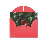 YYHWHJDE Red Greeting Card Strawberries In The Grass Pattern Perfect for Valentine's Day, Wedding Anniversary & Party Invitations