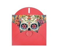 YYHWHJDE Red Greeting Card Sugar Skull Print Prints for Christmas, Children's Birthday, Valentine's Day, and Party Invitation