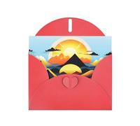 YYHWHJDE Red Greeting Card Sunrise Mountain Pattern for Festive Birthday Party Invitation