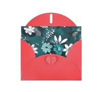 YYHWHJDE Red Greeting Card Teal Grey and White Floral Prints for Christmas, Children's Birthday, Valentine's Day, and Party Invitation