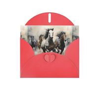 YYHWHJDE Red Greeting Card The galloping wild horse Pattern Perfect for Valentine's Day, Wedding Anniversary & Party Invitations