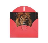 YYHWHJDE Red Greeting Card The Lion's Gaze Pattern Perfect for Valentine's Day, Wedding Anniversary & Party Invitations