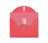 YYHWHJDE Red Greeting Card The little mouse who made a mistake Pattern for Christmas, Children's Birthday, Valentine's Day, and Party Invitation