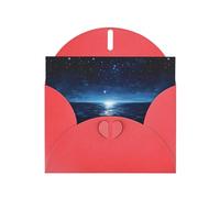 YYHWHJDE Red Greeting Card The Sea Under The Stars Pattern Perfect for Valentine's Day, Wedding Anniversary & Party Invitations