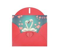 YYHWHJDE Red Greeting Card The swan in love Pattern for Christmas, Children's Birthday, Valentine's Day, and Party Invitation