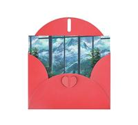 YYHWHJDE Red Greeting Card The View From The Window Pattern Perfect for Valentine's Day, Wedding Anniversary & Party Invitations