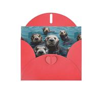 YYHWHJDE Red Greeting Card The Water Laziness In The Ocean Pattern Perfect for Valentine's Day, Wedding Anniversary & Party Invitations