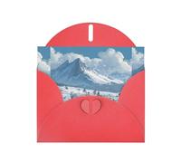 YYHWHJDE Red Greeting Card Train under the snowy mountains Pattern for Christmas, Children's Birthday, Valentine's Day, and Party Invitation