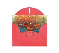 YYHWHJDE Red Greeting Card tree of life tropical fish Pattern Perfect for Valentine's Day, Wedding Anniversary & Party Invitations