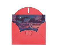 YYHWHJDE Red Greeting Card Twilight On The Mountain Pattern Perfect for Valentine's Day, Wedding Anniversary & Party Invitations