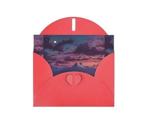 YYHWHJDE Red Greeting Card Twilight On The Mountain Pattern Perfect for Valentine's Day, Wedding Anniversary & Party Invitations