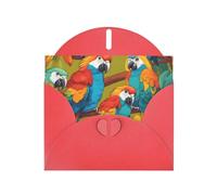 YYHWHJDE Red Greeting Card Two Colored Parrots Pattern for Festive Birthday Party Invitation