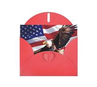 YYHWHJDE Red Greeting Card USA Patriotic Eagle with American Flag Pattern Perfect for Valentine's Day, Wedding Anniversary & Party Invitations
