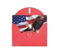 YYHWHJDE Red Greeting Card USA Patriotic Eagle with American Flag Prints for Christmas, Children's Birthday, Valentine's Day, and Party Invitation