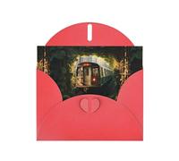 YYHWHJDE Red Greeting Card Vines At The Subway Station Pattern Perfect for Valentine's Day, Wedding Anniversary & Party Invitations
