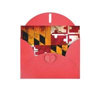 YYHWHJDE Red Greeting Card vintage wooden maryland flag Prints for Christmas, Children's Birthday, Valentine's Day, and Party Invitation